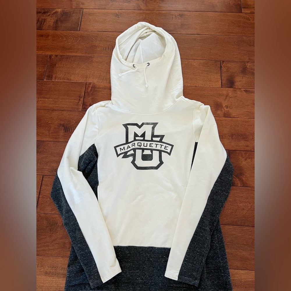 Under Armour Marquette U women’s size medium, gray and white hooded sweatshirt